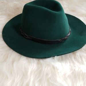 Green Panama hat wide brim fedora